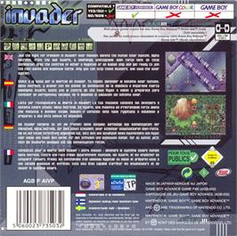 Box back cover for Invader on the Nintendo Game Boy Advance.