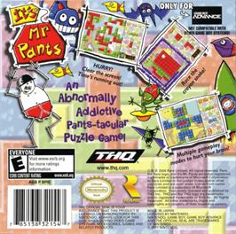 Box back cover for It's Mr. Pants on the Nintendo Game Boy Advance.