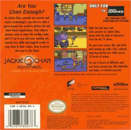 Box back cover for Jackie Chan Adventures: Legend of the Dark Hand on the Nintendo Game Boy Advance.