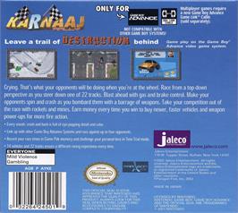 Box back cover for Karnaaj Rally on the Nintendo Game Boy Advance.
