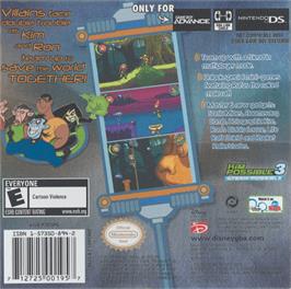 Box back cover for Kim Possible 3: Team Possible on the Nintendo Game Boy Advance.