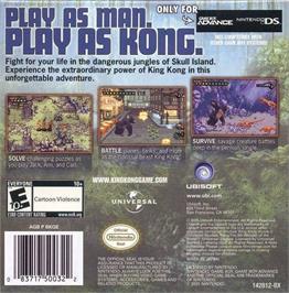Box back cover for King Kong - The Official Game of the Movie on the Nintendo Game Boy Advance.