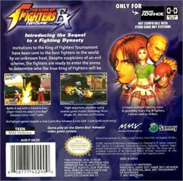 Box back cover for King of Fighters EX: Neo Blood on the Nintendo Game Boy Advance.
