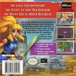 Box back cover for Lady Sia on the Nintendo Game Boy Advance.