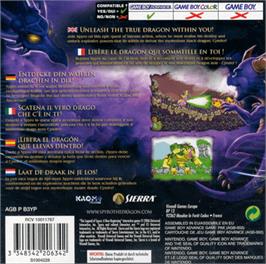 Box back cover for Legend of Spyro: A New Beginning on the Nintendo Game Boy Advance.