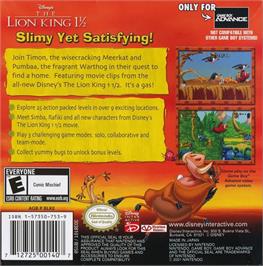 Box back cover for Lion King ,The on the Nintendo Game Boy Advance.