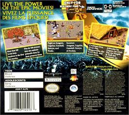 Box back cover for Lord Of The Rings, The - The Two Towers on the Nintendo Game Boy Advance.