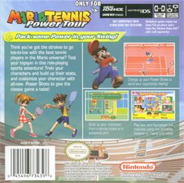 Box back cover for Mario Tennis: Power Tour on the Nintendo Game Boy Advance.