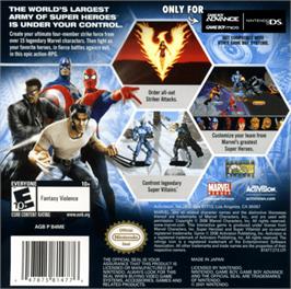 Box back cover for Marvel Ultimate Alliance on the Nintendo Game Boy Advance.