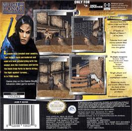 Box back cover for Medal of Honor: Underground on the Nintendo Game Boy Advance.
