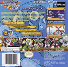 Box back cover for Mega Man & Bass on the Nintendo Game Boy Advance.