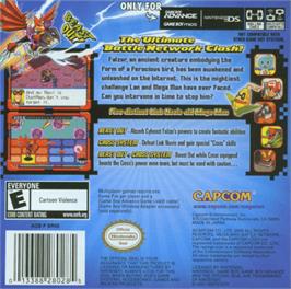 Box back cover for Mega Man Battle Network 6: Cybeast Falzar on the Nintendo Game Boy Advance.
