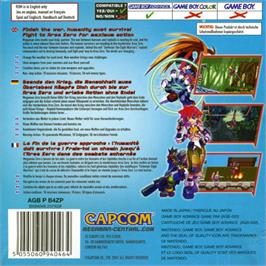 Box back cover for Mega Man Zero 4 on the Nintendo Game Boy Advance.