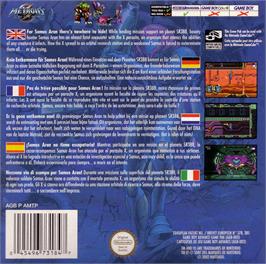 Box back cover for Metroid Fusion on the Nintendo Game Boy Advance.