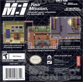Box back cover for Mission Impossible: Operation Surma on the Nintendo Game Boy Advance.