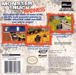 Box back cover for Monster Truck Madness on the Nintendo Game Boy Advance.