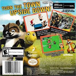 Box back cover for Over The Hedge on the Nintendo Game Boy Advance.
