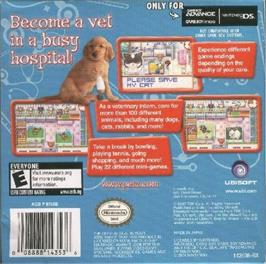 Box back cover for Petz Vet on the Nintendo Game Boy Advance.