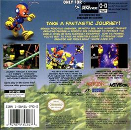 Box back cover for Pinobee: Wings of Adventure on the Nintendo Game Boy Advance.