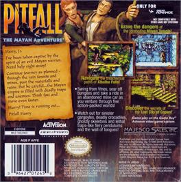 Box back cover for Pitfall - The Mayan Adventure on the Nintendo Game Boy Advance.
