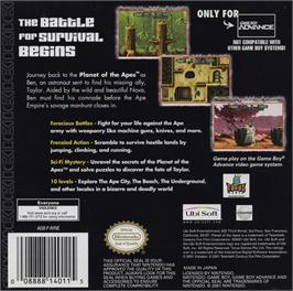 Box back cover for Planet Of The Apes on the Nintendo Game Boy Advance.