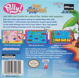 Box back cover for Polly Pocket ! Super Splash Island on the Nintendo Game Boy Advance.