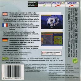 Box back cover for Premier Manager 2004-2005 on the Nintendo Game Boy Advance.