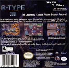 Box back cover for R-Type III: The Third Lightning on the Nintendo Game Boy Advance.