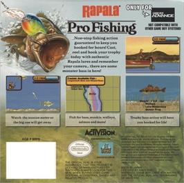 Box back cover for Rapala Pro Fishing on the Nintendo Game Boy Advance.