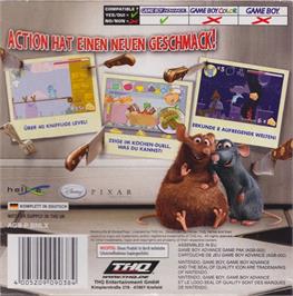 Box back cover for Ratatouille on the Nintendo Game Boy Advance.