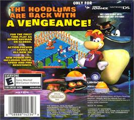 Box back cover for Rayman - Hoodlum's Revenge on the Nintendo Game Boy Advance.