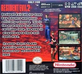 Box back cover for Resident Evil 2 on the Nintendo Game Boy Advance.
