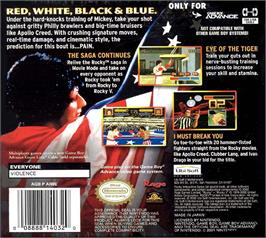 Box back cover for Rocky on the Nintendo Game Boy Advance.