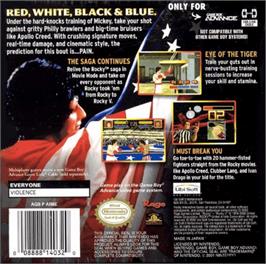 Box back cover for Rocky on the Nintendo Game Boy Advance.
