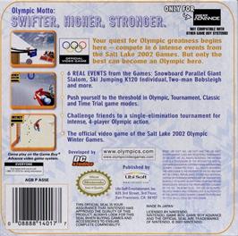 Box back cover for Salt Lake 2002 on the Nintendo Game Boy Advance.