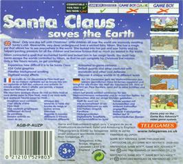 Box back cover for Santa Claus Saves The Earth on the Nintendo Game Boy Advance.