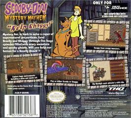 Box back cover for Scooby-doo! - Mystery Mayhem on the Nintendo Game Boy Advance.