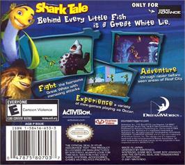 Box back cover for Shark Tale on the Nintendo Game Boy Advance.