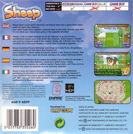 Box back cover for Sheep on the Nintendo Game Boy Advance.