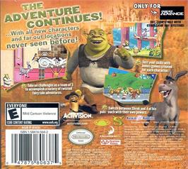 Box back cover for Shrek 2 on the Nintendo Game Boy Advance.