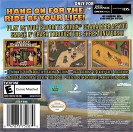 Box back cover for Shrek Smash N' Crash Racing on the Nintendo Game Boy Advance.