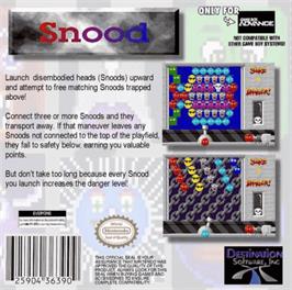 Box back cover for Snood on the Nintendo Game Boy Advance.