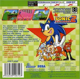 Box back cover for Sonic Advance 2 on the Nintendo Game Boy Advance.