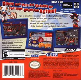 Box back cover for Sonic Battle on the Nintendo Game Boy Advance.