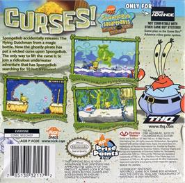 Box back cover for Spongebob Squarepants - Revenge Of The Flying Dutchman on the Nintendo Game Boy Advance.