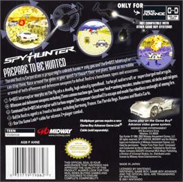 Box back cover for Spy Hunter on the Nintendo Game Boy Advance.