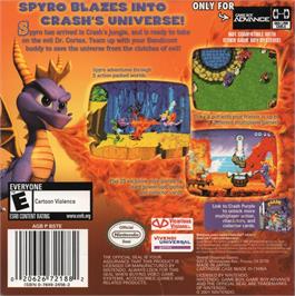 Box back cover for Spyro - Fusion on the Nintendo Game Boy Advance.