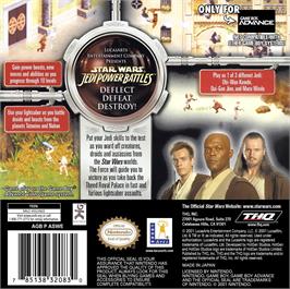 Box back cover for Star Wars: Episode I - Jedi Power Battles on the Nintendo Game Boy Advance.