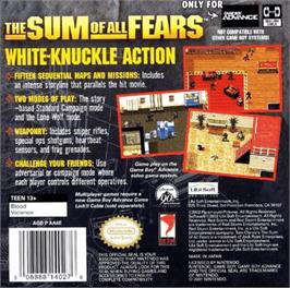 Box back cover for Sum of All Fears on the Nintendo Game Boy Advance.