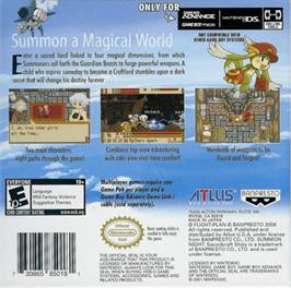 Box back cover for Summon Night: Swordcraft Story on the Nintendo Game Boy Advance.